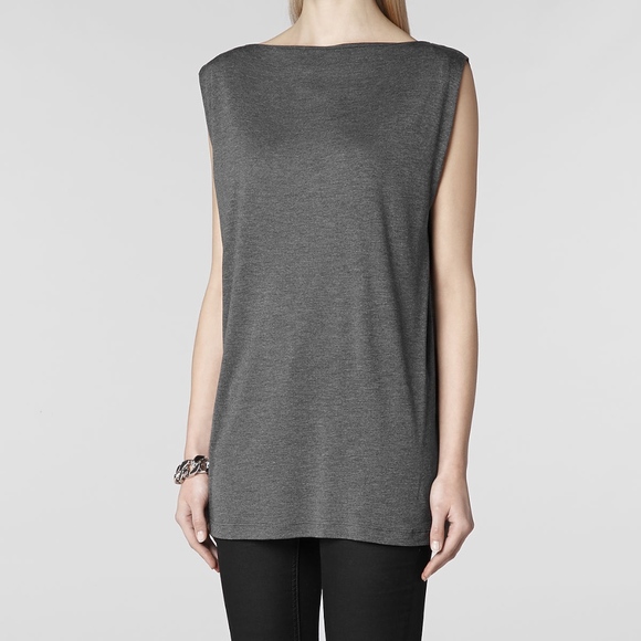 All Saints Tops - All Saints Lucie Tee Gray Tunic